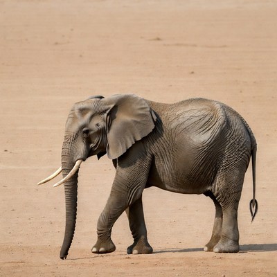 Elephant walking in sandy desert