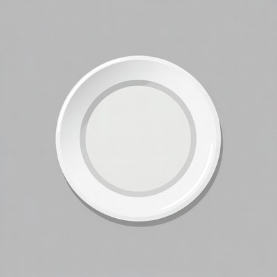 White plate on gray background
