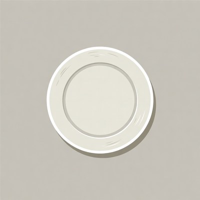 White Plate on Gray Background