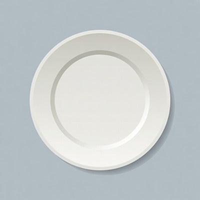 White plate on gray background