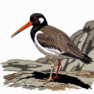 Black-necked Stilt on Rocks