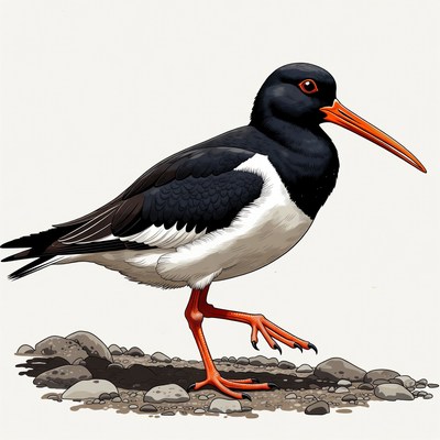 Black-winged Stilt standing on rocks
