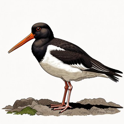 Black-winged Stilt standing on rocks
