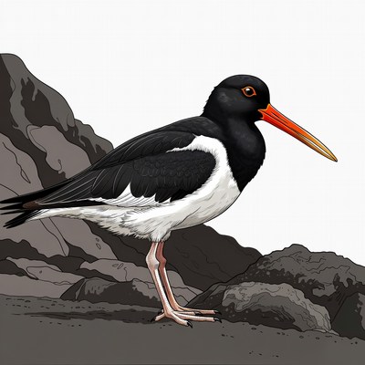 Black-winged Stilt on rocks