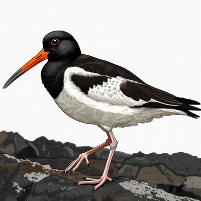 Black-winged Stilt on rocks