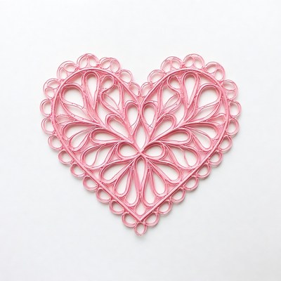 Pink Lace Heart on White