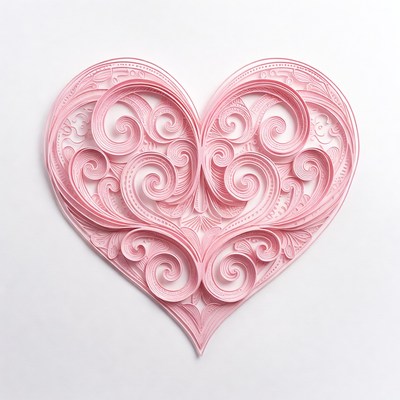 Pink Quilling Heart Art