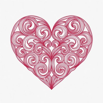 Ornate Red Heart Illustration