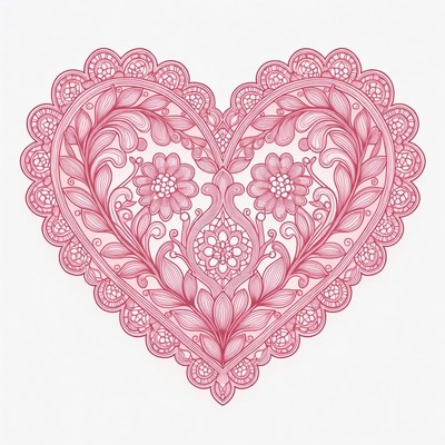 Pink Lace Heart Illustration