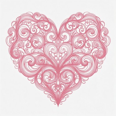 Ornate Pink Heart Illustration