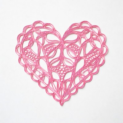 Pink Lace Heart on White