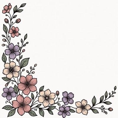 Floral Corner Border Illustration