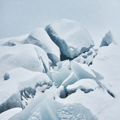 Snowy Glacier Ice Rocks