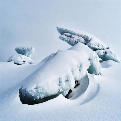 Icebergs in Snowy Landscape