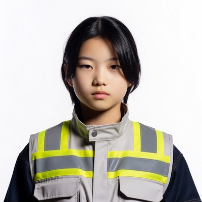 Asian girl in yellow safety vest