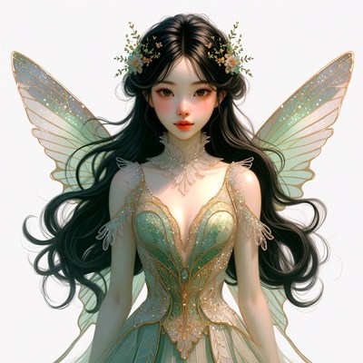 Asian fairy with green wings