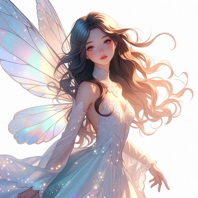 Anime fairy girl with wings