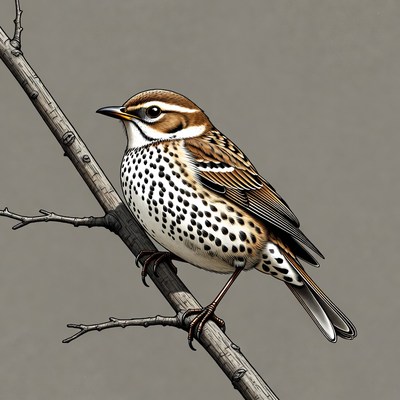 Veery Thrush Perched on Branch