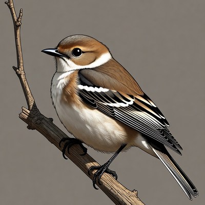 Brown-breasted flycatcher perched on branch
