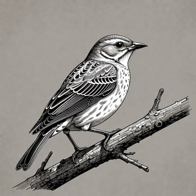 Fieldfare bird on branch