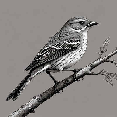 Field Sparrow perched on branch