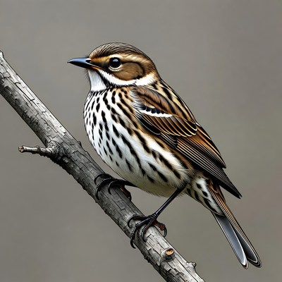 Eyebrowed Thrush Perched on Branch