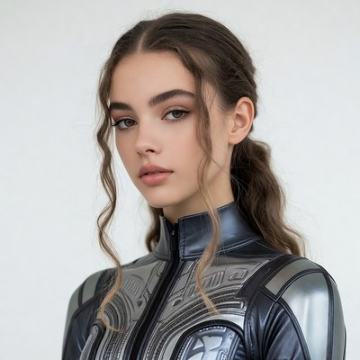 Woman in silver futuristic suit