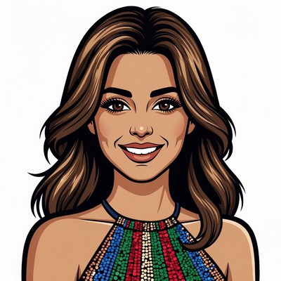 Smiling woman in colorful halter top