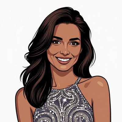 Smiling woman in sequin dress