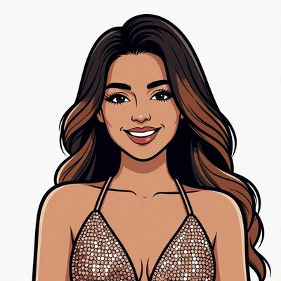 Smiling Latina woman in sequin top