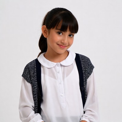 Asian girl in school uniform smiling