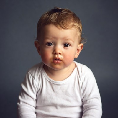 Baby with food on face