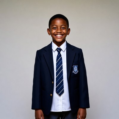 African-American boy in school uniform