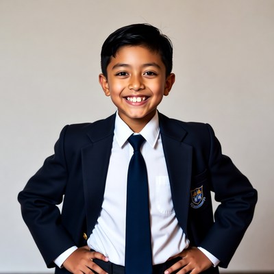 Smiling boy in school uniform