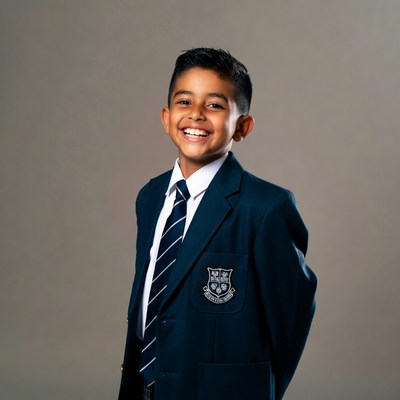 Smiling boy in school uniform