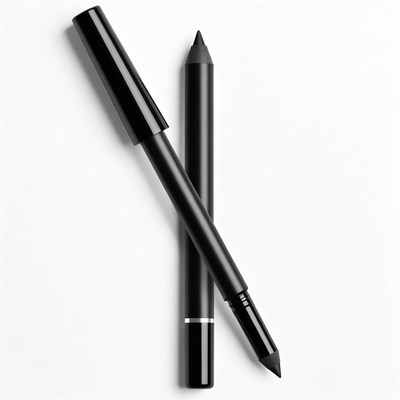 Black eyeliner pencils on white background