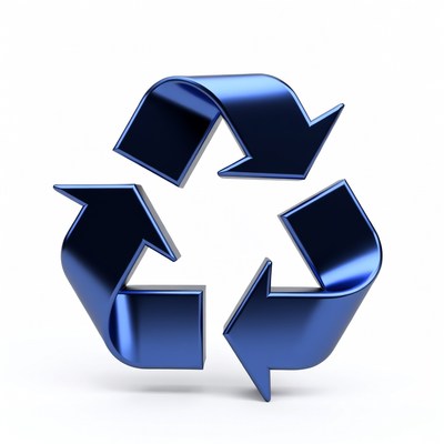 Shiny Blue Recycling Symbol