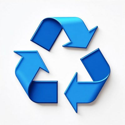 Blue 3D Recycling Symbol