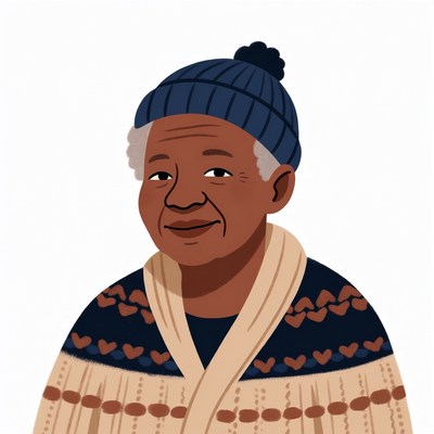 Elderly African-American woman in knit hat
