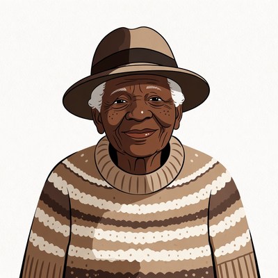 Elderly African-American woman in hat
