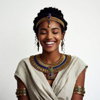 African woman in Egyptian queen attire