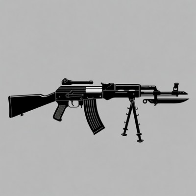 AK-47 Rifle with Bipod Silhouette