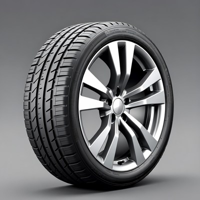 Black car tire on alloy wheel