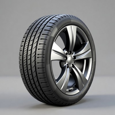 Silver Alloy Wheel with Black Tire
