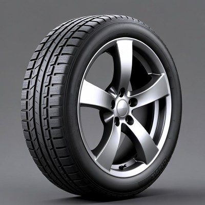 Silver Alloy Wheel with Black Tire