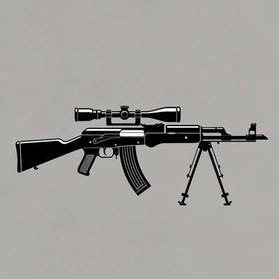 AK-47 Rifle with Scope and Bipod