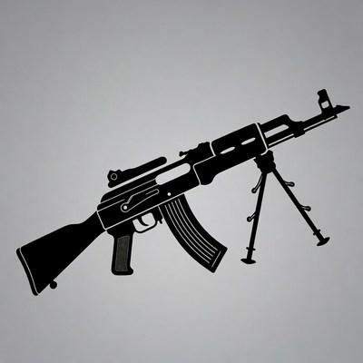 AK-47 Rifle with Bipod Silhouette