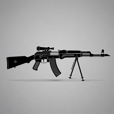 AK-47 Rifle with Bipod Silhouette
