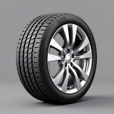 Car tire on alloy wheel