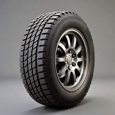 Off-road tire on alloy wheel